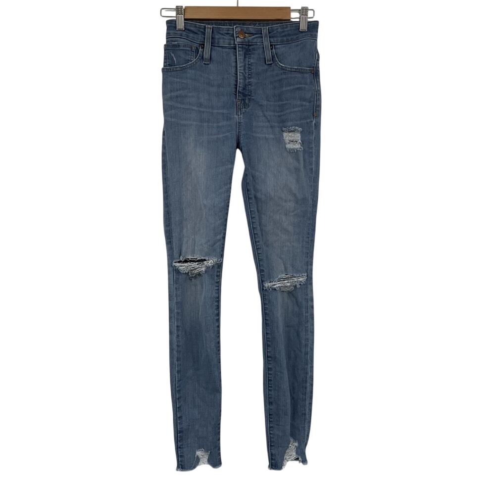 Madewell Curvy High Rise Skinny Jeans Womens 26 Blue Distressed Zip Fly Denim